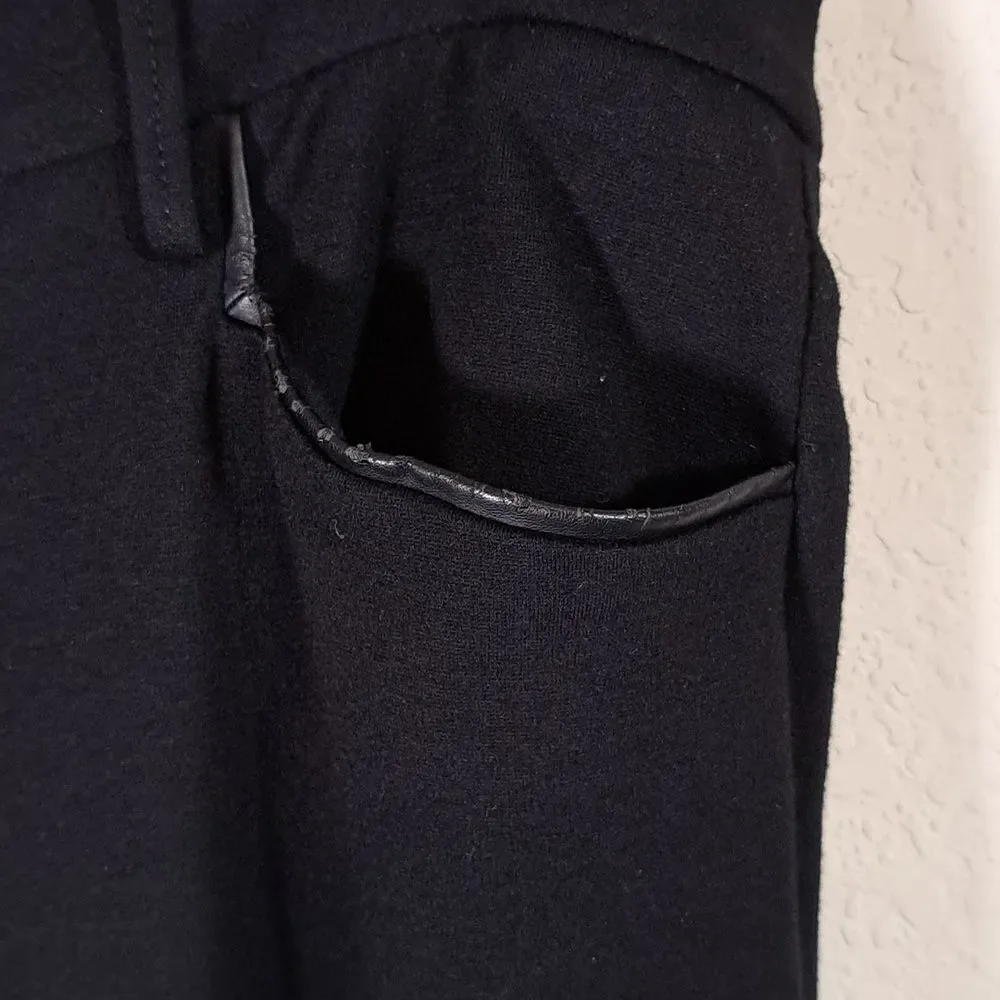 NYDJ Classic Black Jean Trousers Women’s 18W 5 Pocket Faux Leather Trim Straight